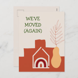 Boho Terracotta Wir haben wieder eine neue Adresse Feiertagspostkarte