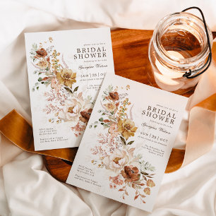 Boho Terracotta Yellow Garden Brautparty Einladung