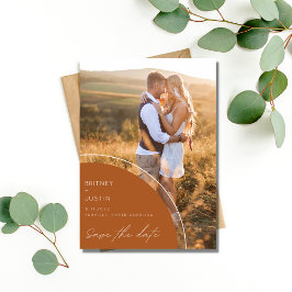 Boho Terracotta Zwei Fotos Hochzeit retten das Dat Save The Date