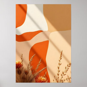 Boho-Terrakotta-Abstract-Shapes-Botanikposter Poster