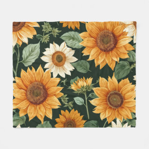 Boho Terrakotta Alt Sonnenblumen Muster Fleecedecke