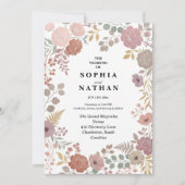Boho-Terrakotta-Blumen-Botanik-Staubrose-Waldig Einladung (Vorderseite)