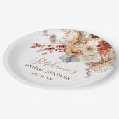 Boho-Terrakotta-Blumen Herbst-Braut-Tag Pappteller (Schrägansicht)