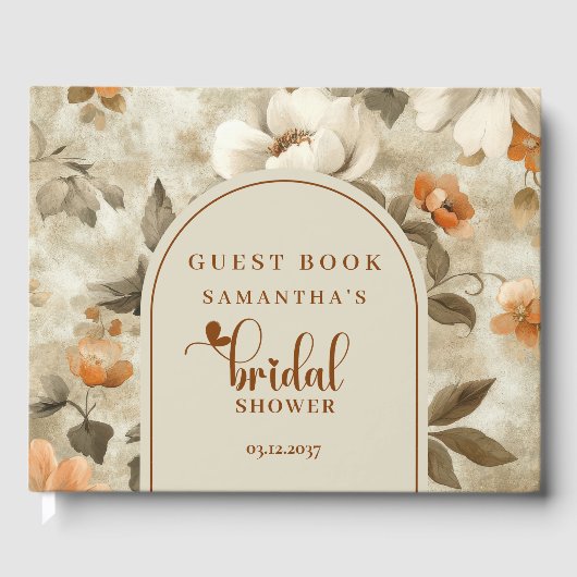 Boho-Terrakotta-Blumen-Hochzeitsdusche-Gästebuch Gästebuch (Vorderseite)