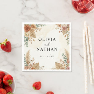 Boho-Terrakotta-Blumen-Pampas-Hochzeitsservietten Serviette