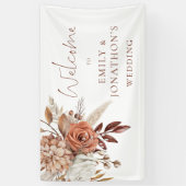 Boho-Terrakotta-Blumen Willkommen zur Hochzeit Banner (Vertikal)