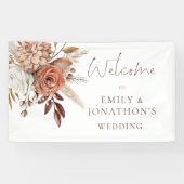 Boho-Terrakotta-Blumen Willkommen zur Hochzeit Banner (Horizontal)
