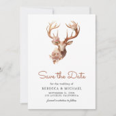 Boho-Terrakotta-Blumenhirsch-Foto-Hochzeit Save The Date (Vorderseite)