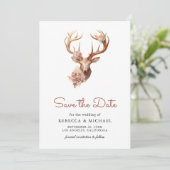Boho-Terrakotta-Blumenhirsch-Foto-Hochzeit Save The Date (Stehend Vorderseite)