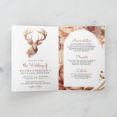 Boho Terrakotta Blumenhirsch QR-Code Hochzeit Einladung (Innenseite)