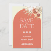 Boho-Terrakotta-Bogen-Blumen-Save-the-Date-Vorlage Save The Date (Vorderseite)