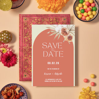 Boho-Terrakotta-Bogen-Blumen-Save-the-Date-Vorlage Save The Date