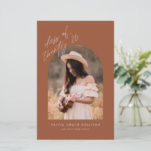 Boho Terrakotta-Bogen-Foto-Abschluss-Einladung