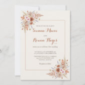 Boho Terrakotta-Bogen & Pampasgras Hochzeit Einladung (Vorderseite)