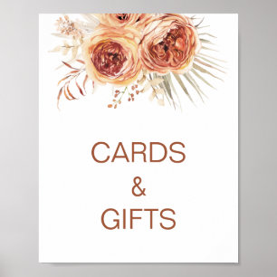 Boho Terrakotta- Braunorange Blumige Hochzeitsdusc Poster