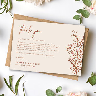 Boho Terrakotta Braunorange Rustikale Hochzeit Dankeskarte