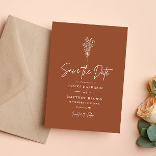 Boho Terrakotta Braunorange Rustikale Hochzeit Save The Date