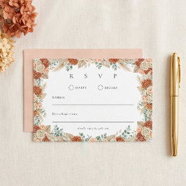 Boho-Terrakotta-Floral-Herbsthochzeit RSVP Karte