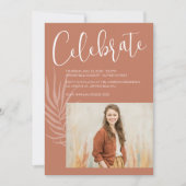 Boho Terrakotta Foto-Abschluss Einladung (Vorderseite)