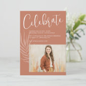 Boho Terrakotta Foto-Abschluss Einladung (Stehend Vorderseite)