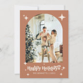 Boho-Terrakotta-Foto Frohe Feiertage  Feiertagskarte (Vorderseite)