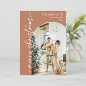 Boho-Terrakotta-Foto-Frohe-Weihnachtskarte Feiertagskarte (Stehend Vorderseite)