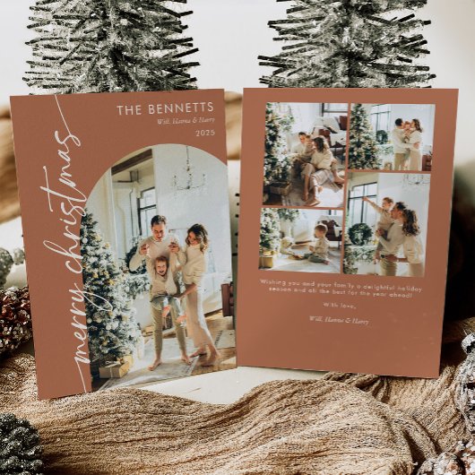 Boho-Terrakotta-Foto-Frohe-Weihnachtskarte Feiertagskarte
