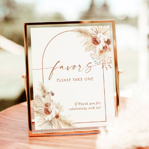 Boho-Terrakotta-Gastgeschenk-Schild Pampasgras-P Poster