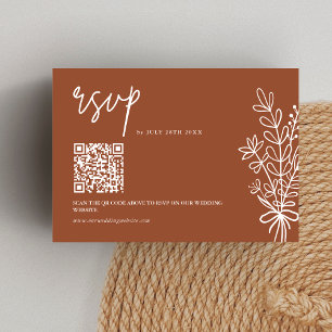 Boho Terrakotta Gebranntes Orange Hochzeits-QR-Cod RSVP Karte