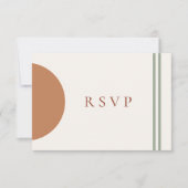 Boho Terrakotta Gelbe Bögen QR Code RSVP Karte (Vorderseite)