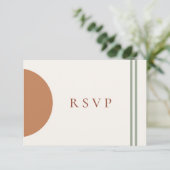 Boho Terrakotta Gelbe Bögen QR Code RSVP Karte (Stehend Vorderseite)