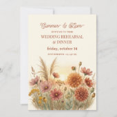 Boho-Terrakotta-Herbst-Wildblumen-Probedinner Einladung (Vorderseite)