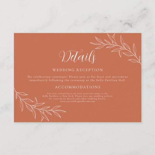 Boho Terrakotta Hochzeit Klassiker Begleitkarte (Vorderseite)