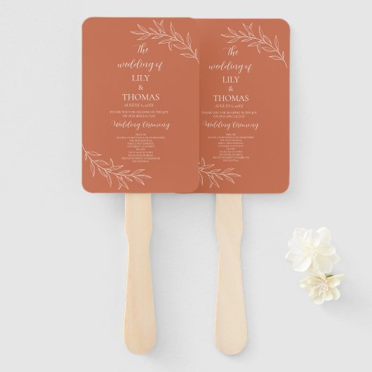 Boho Terrakotta Hochzeit Klassiker Fächer (Vorne und Hinten)