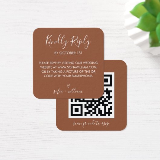 Boho-Terrakotta-Hochzeits-Website QR-Code RSVP (Schreibtisch)