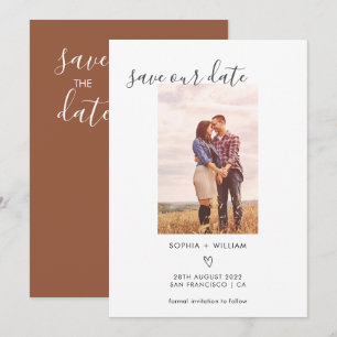 Boho-Terrakotta-Hochzeitsfoto - Save-the-Date-Kart Save The Date