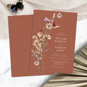 Boho-Terrakotta-Hochzeitskarten Einladung