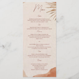Boho-Terrakotta-Hochzeitsmenü Menükarte