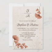 Boho-Terrakotta- & Monogramm-Wasserfarben-Hochzeit Einladung (Vorderseite)