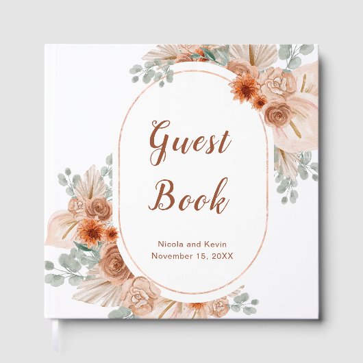 Boho-Terrakotta-Pampasgras-Gästebuch Gästebuch (Vorderseite)