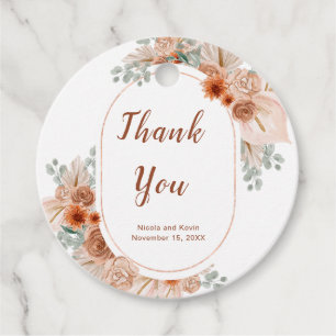 Boho-Terrakotta-Pampasgras-Hochzeit Geschenkanhänger