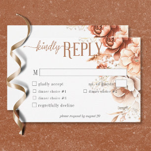 Boho Terrakotta Pfirsich & Creme Blumenweißes Aben RSVP Karte