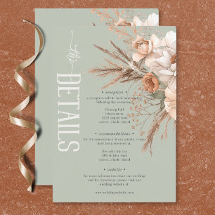 Boho Terrakotta Pfirsich & Creme Floral Grüne Deta Begleitkarte
