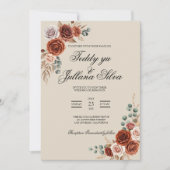 Boho Terrakotta QR-Code 2 in 1 Hochzeitseinladung Einladung (Vorderseite)