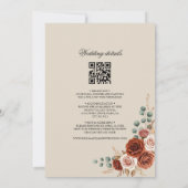 Boho Terrakotta QR-Code 2 in 1 Hochzeitseinladung Einladung (Rückseite)