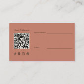 Boho-Terrakotta-QR-Code-Foto-Termin-Kunsthandwerk Visitenkarte (Rückseite)