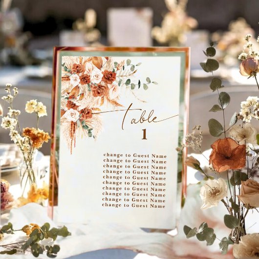 Boho-Terrakotta-Rosen-Pampas-Tisch 1 Sitzplan