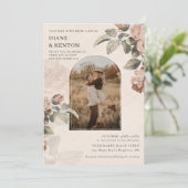 Boho-Terrakotta-Rosen-Salbei-Grünzeug-Hochzeit | Einladung (Stehend Vorderseite)