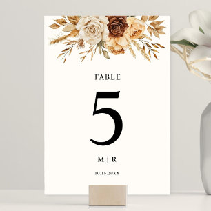 Boho Terrakotta Rustikale Blumenelemente Hochzeit Tischnummer