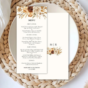 Boho-Terrakotta-Rustikale Blumenhochzeitsmenü Menükarte
